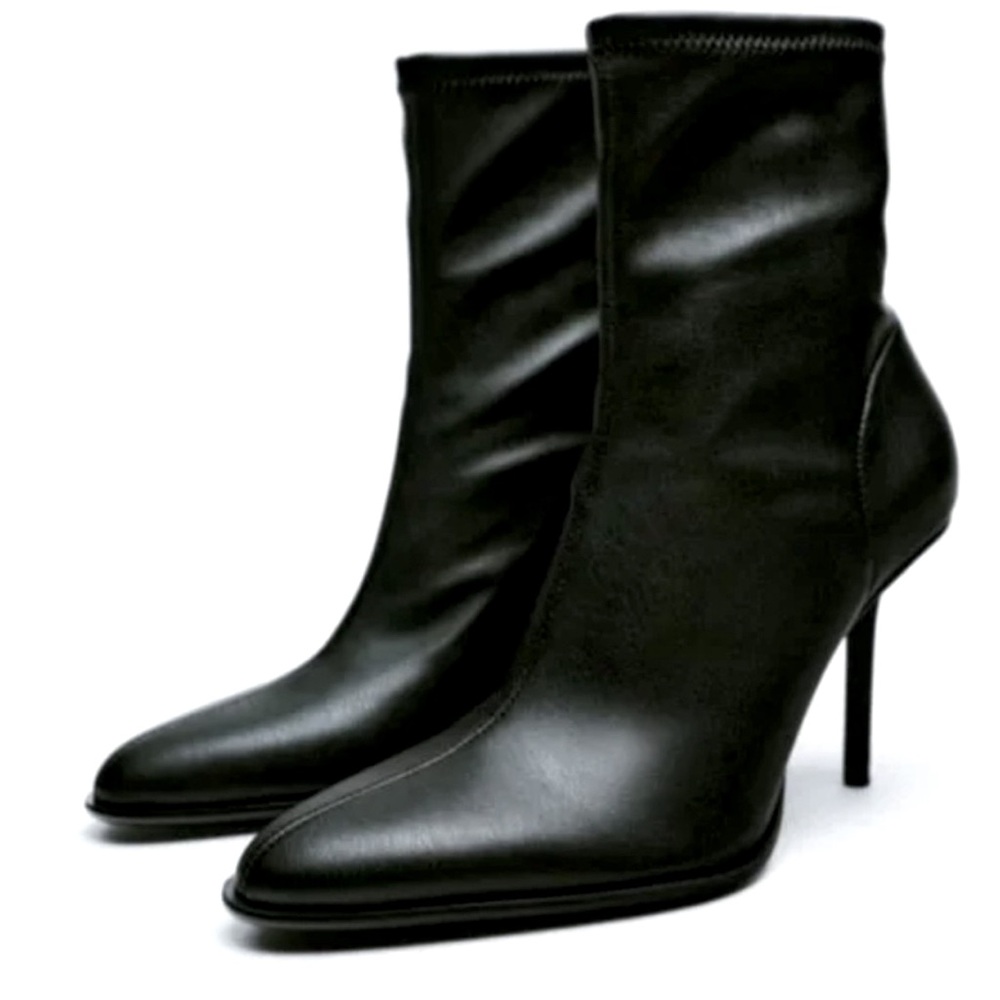 ZARA ANKLE HEELED BOOTIE SIZE 7.5 US or EU 38 - Picture 1 of 10